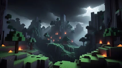Enigmatic blocky surface inspired dark backdrop. Generative AI.