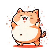 Chubby Cat Cartoon image. Cute cat drawing image. Cute Cat Cartoon Animal
