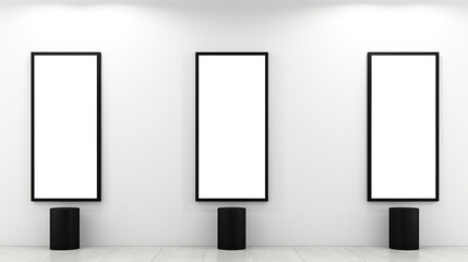 Blank white picture frames on the wall