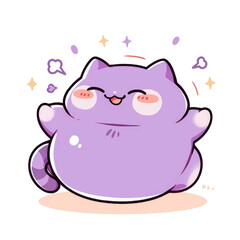 Chubby Cat Cartoon image. Cute cat drawing image. Cute Cat Cartoon Animal