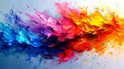 Colorful oil paint splashes on the white background. Abstract background.