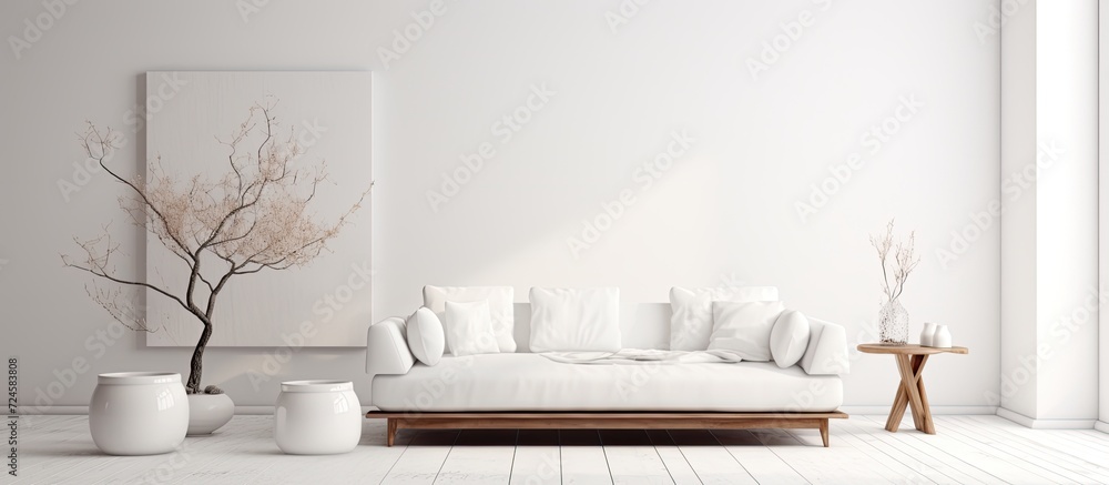 Poster a minimalist approach to the white wall, with subtle hints of texture that add a touch of elegance a