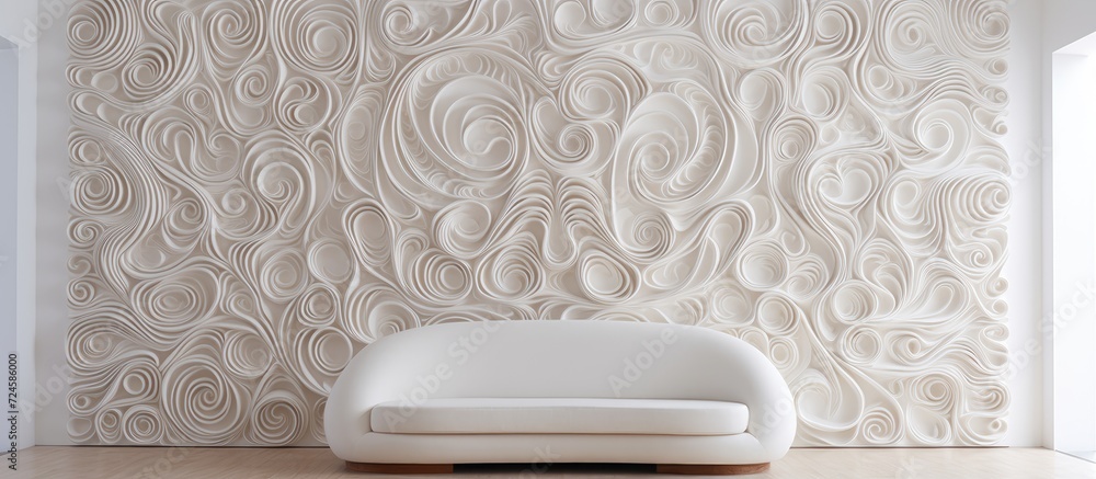 Aufkleber a pristine white wall, adorned with intricate textures and patterns, creating a mesmerizing visual f