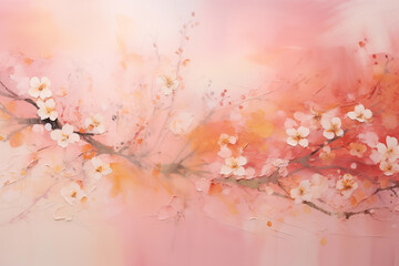 Watercolor cherry blossom spring background. Painted illustration.