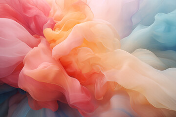 Abstract background of multicolored crepe paper or silk fabric. - obrazy, fototapety, plakaty