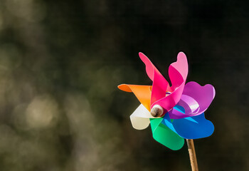 Colorful pinwheel spinning in the wind