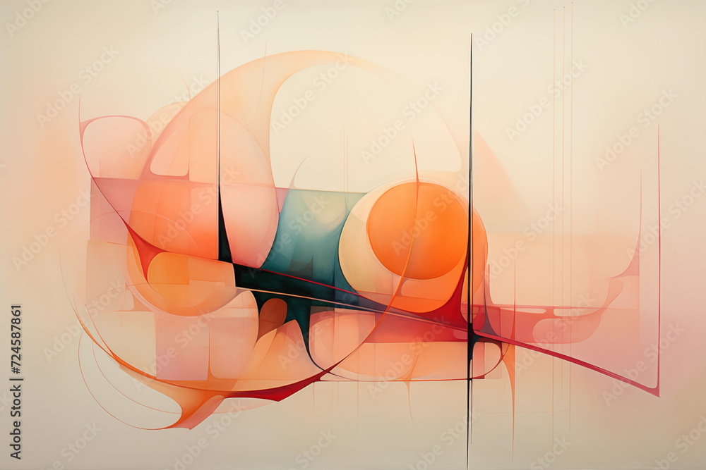 Poster abstract colorful background with some smooth lines and dots. soft pastel colors.