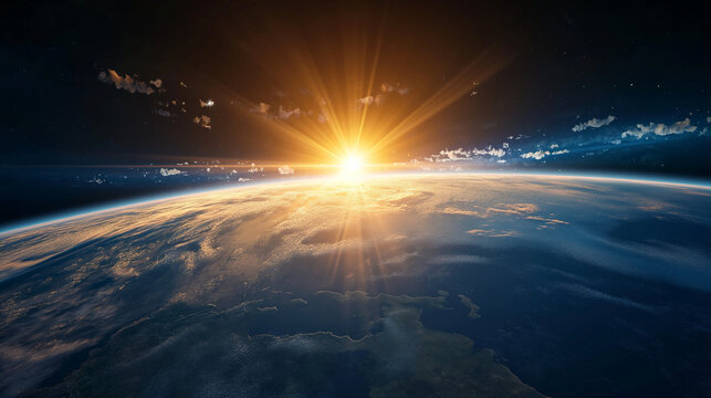 The Sun Rising Over Earth From Space