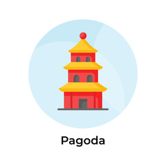 Chinese temple, historical tower building, chinese worship place, amazing icon of pagoda in modern style