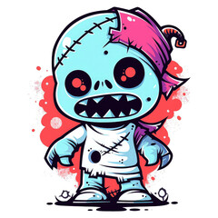 Chibi ghost monster game character. Cute ghost monster cartoon.