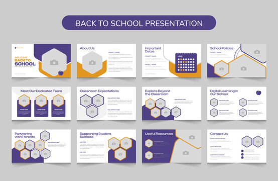 School presentation slide template design education profile kids vector, Education PowerPoint presentation slides template design
