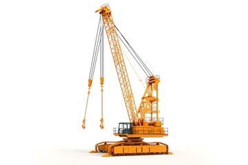 Isolated yellow construction crane on white background. industrial equipment. ideal for conceptual design. AI