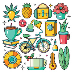 Lifestyle Illustration Vector Icon Doodle Set Bundle