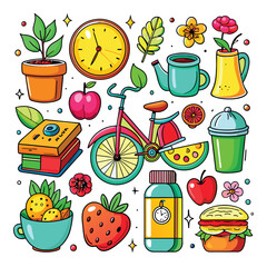 Lifestyle Illustration Vector Icon Doodle Set Bundle