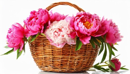 Fototapeta na wymiar basket of pink tulips