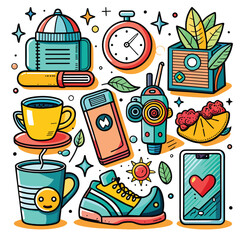 Lifestyle Illustration Vector Icon Doodle Set Bundle