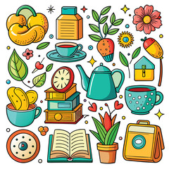 Lifestyle Illustration Vector Icon Doodle Set Bundle