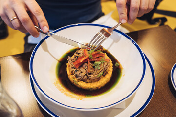 Lamb stew with mint, pickled pepper and red lentils