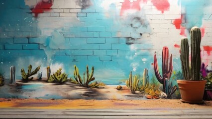 cactus wall graffiti art