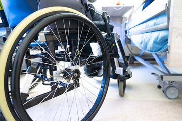 Wheelchair in a hospital room