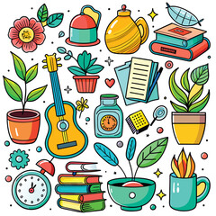 Lifestyle Illustration Vector Icon Doodle Set Bundle