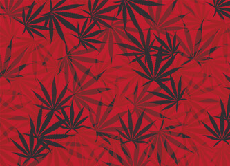 Cannabis leaves vector illustration, overlapping background