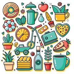 Lifestyle Illustration Vector Icon Doodle Set Bundle