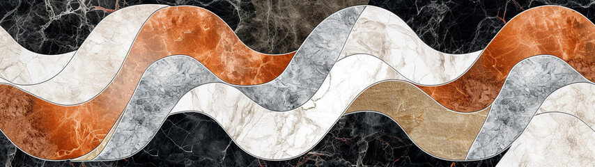 Fleuri Cut Marble Pattern with flowing feeling of gray, black, white and brown, HDR, wallpaper