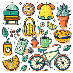 Lifestyle Illustration Vector Icon Doodle Set Bundle