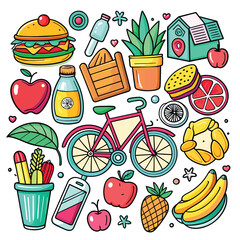 Lifestyle Illustration Vector Icon Doodle Set Bundle