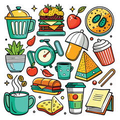 Lifestyle Illustration Vector Icon Doodle Set Bundle