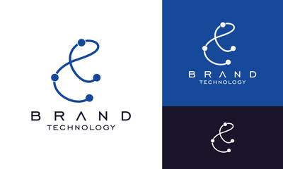 letter e c line symbol for futuristic technology logo