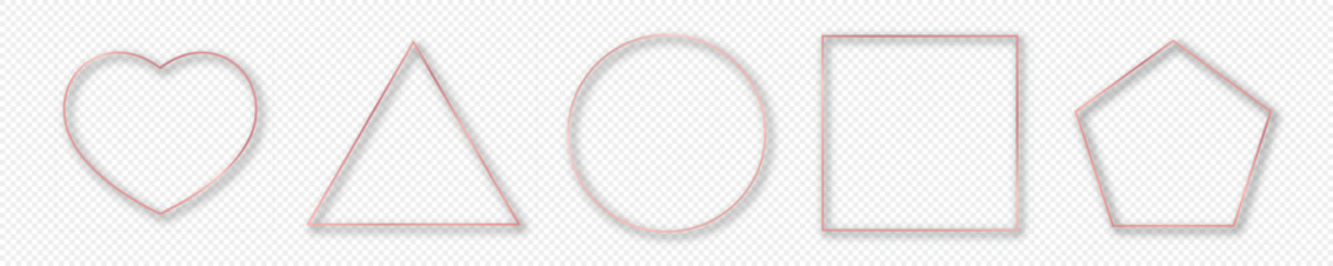 Rose gold glowing different geometric shape frame
