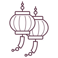 Chinese Lunar New Year simple cartoon decoration line art design outline vector