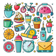 Lifestyle Illustration Vector Icon Doodle Set Bundle