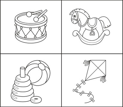 Set of kid toy coloring book for children