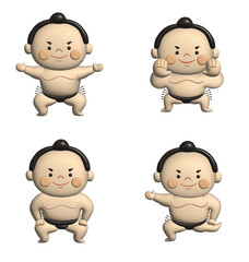 ぷくぷくした力士のイラスト　白背景