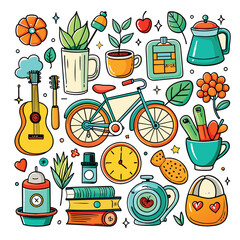 Lifestyle Illustration Vector Icon Doodle Set Bundle