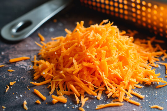 Grated carrots with kitchen grater