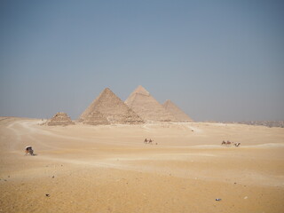 Fototapeta na wymiar The egyptian pyramids in the desert - world wonders