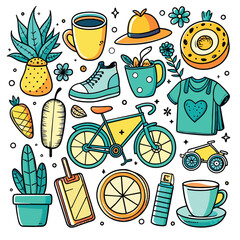 Lifestyle Illustration Vector Icon Doodle Set Bundle