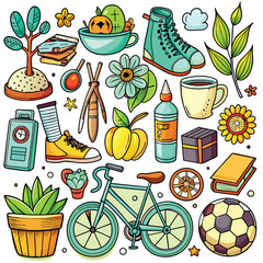 Lifestyle Illustration Vector Icon Doodle Set Bundle