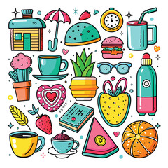 Lifestyle Illustration Vector Icon Doodle Set Bundle