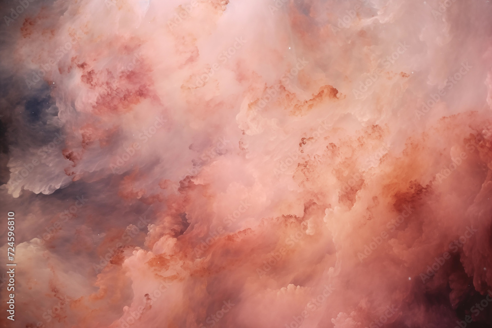 Poster fantasy space background. nebulas pattern in peach fuzz color of 2024