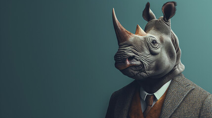 Rhinoceros Wearing a Suit and Tie