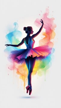 Ballet Elegance, Geometric Dancer in Vibrant Smoke