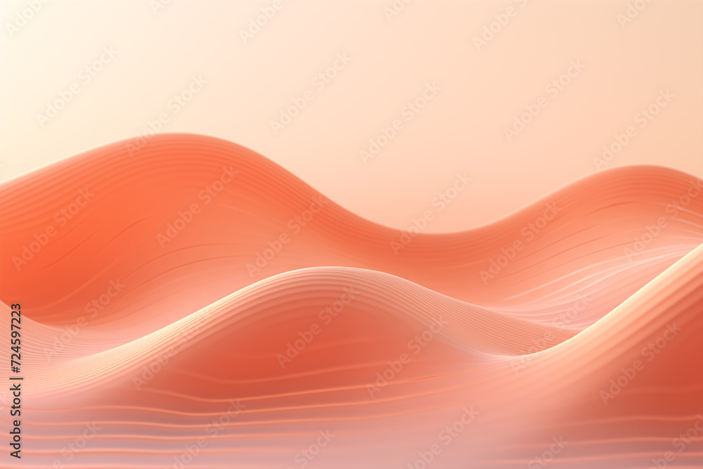 Poster abstract background with smooth wavy lines in orange color