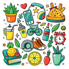 Lifestyle Illustration Vector Icon Doodle Set Bundle