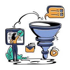 Exquisite Web Advertising Flat Illustration for Funnel Marketing Optimize Customer Journey