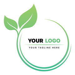 Green leaves round logo